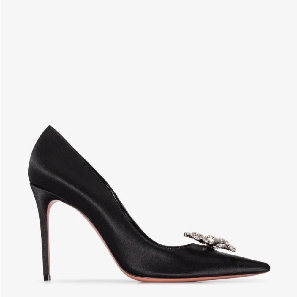Amina Muaddi
Black Rosie 95 Crystal Satin Pumps